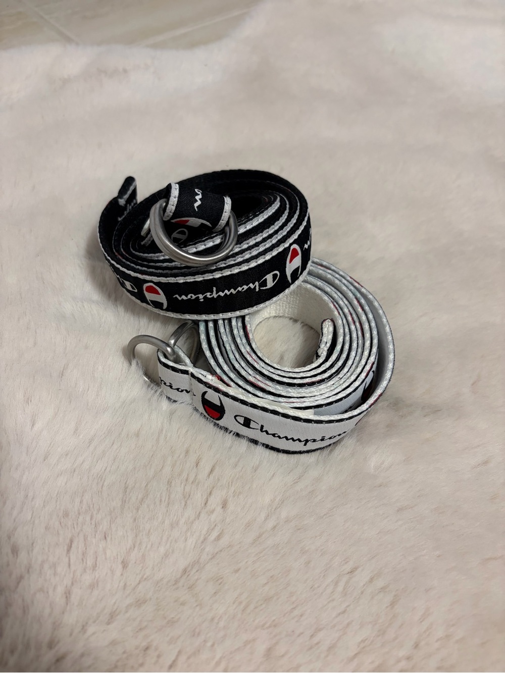 Two Champion Dual-Color Logo Webbing Belts